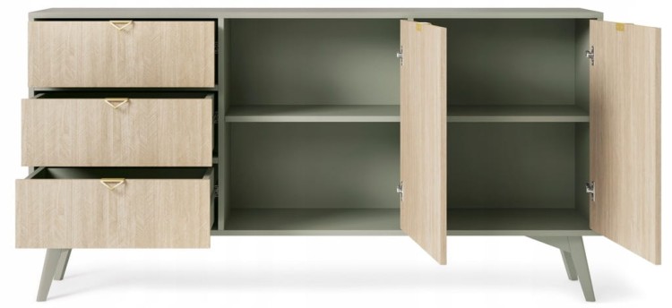 KOMODA EUKALIPTUS JODEŁKA SCANDI 158x80x38 cm, drewniane nóżki, FORESA