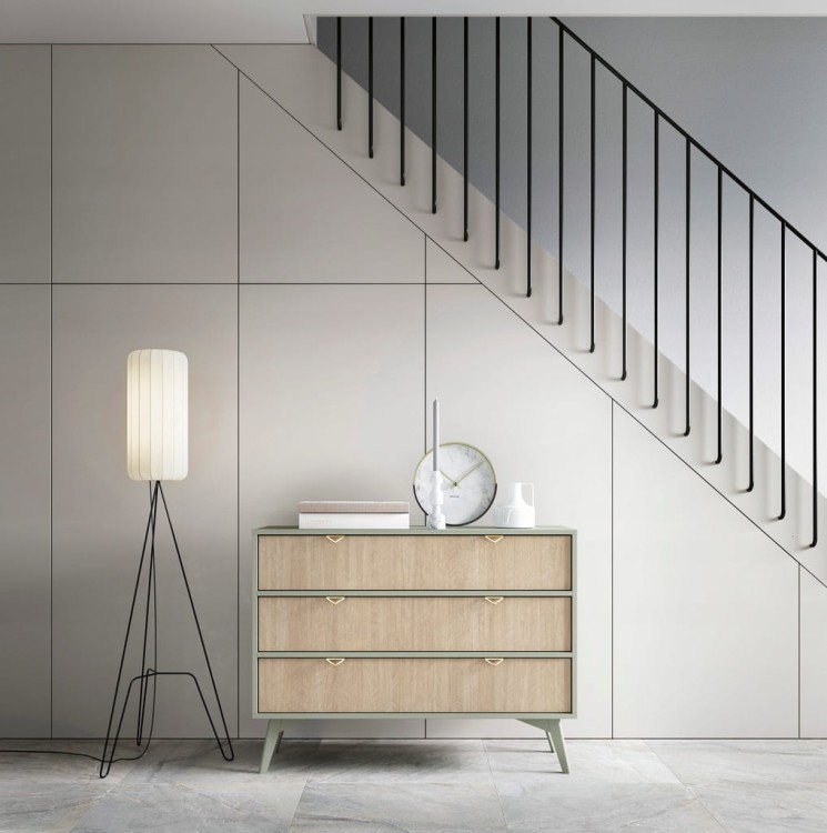 KOMODA EUKALIPTUS JODEŁKA SCANDI; 106x80x38 cm, drewniane nogi, FORESA