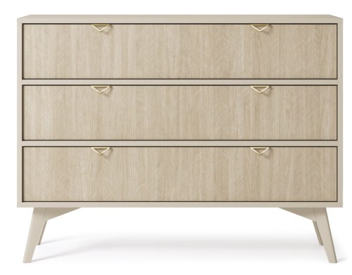 KOMODA BEŻ PIASKOWY JODEŁKA SCANDI 106x80x38 cm, drewniane nogi, FORESA