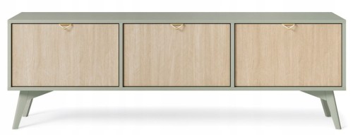 STOLIK RTV EUKALIPTUS JODEŁKA SCANDI 158x52x38 cm, drewniane nogi, FORESA