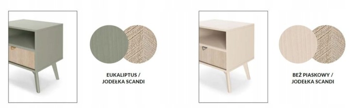 STOLIK RTV EUKALIPTUS JODEŁKA SCANDI 158x52x38 cm, drewniane nogi, FORESA