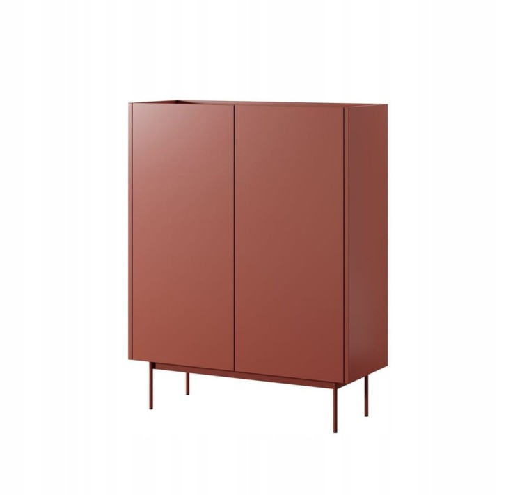 KOMODA Cegła DĄB LINEA CERAMIC RED, 97x122x37 cm, metalowe nogi, COLOA