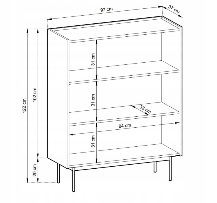 KOMODA Cegła DĄB LINEA CERAMIC RED, 97x122x37 cm, metalowe nogi, COLOA