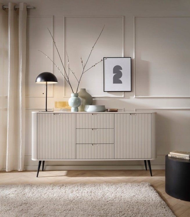 KOMODA KASZMIR CASHMERE NÓŻKI ZŁOTE / CZARNE 168x87x39cm ZOVE