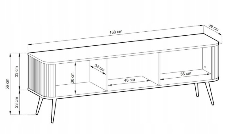 STOLIK RTV KASZMIR CASHMERE NÓŻKI ZŁOTE / CZARNE 168x57x39 cm ZOVE