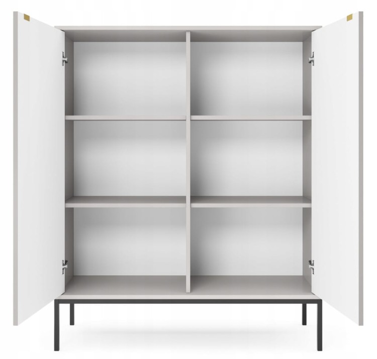 KOMODA SZARA CZARNY / ZŁOTY STELAŻ 104x125x39 cm, stalowy stelaż, NOVC