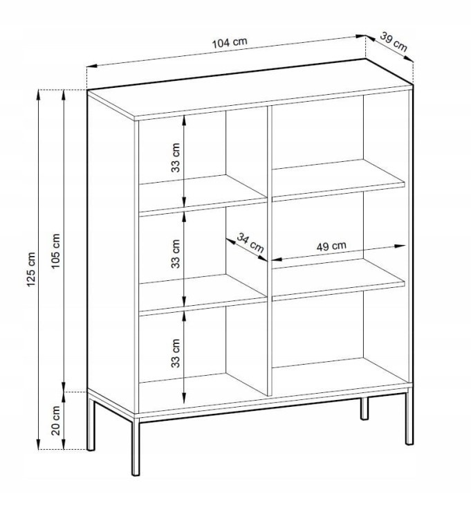 KOMODA SZARA CZARNY / ZŁOTY STELAŻ 104x125x39 cm, stalowy stelaż, NOVC