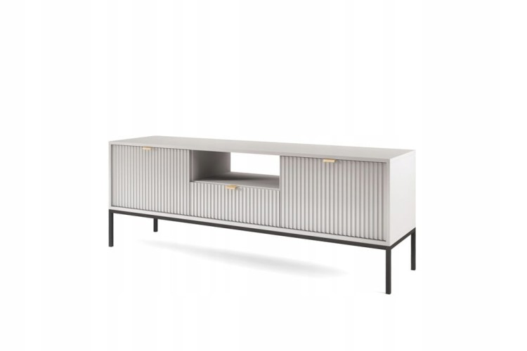 STOLIK RTV SZARY CZARNY / ZŁOTY STELAŻ 154x56x39 cm, stalowy stelaż, NOVC