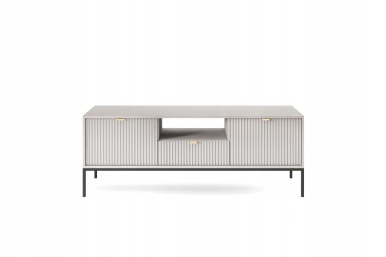 STOLIK RTV SZARY CZARNY / ZŁOTY STELAŻ 154x56x39 cm, stalowy stelaż, NOVC