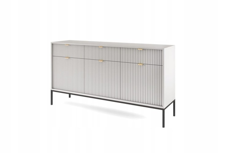 KOMODA SZARA CZARNY / ZŁOTY STELAŻ 154x83x39 cm, stalowy stelaż, NOVC