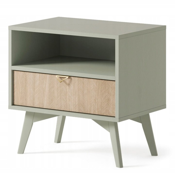 STOLIK NOCNY EUKALIPTUS JODEŁKA SCANDI 54x54x38 cm drewniane nóżki FORESA