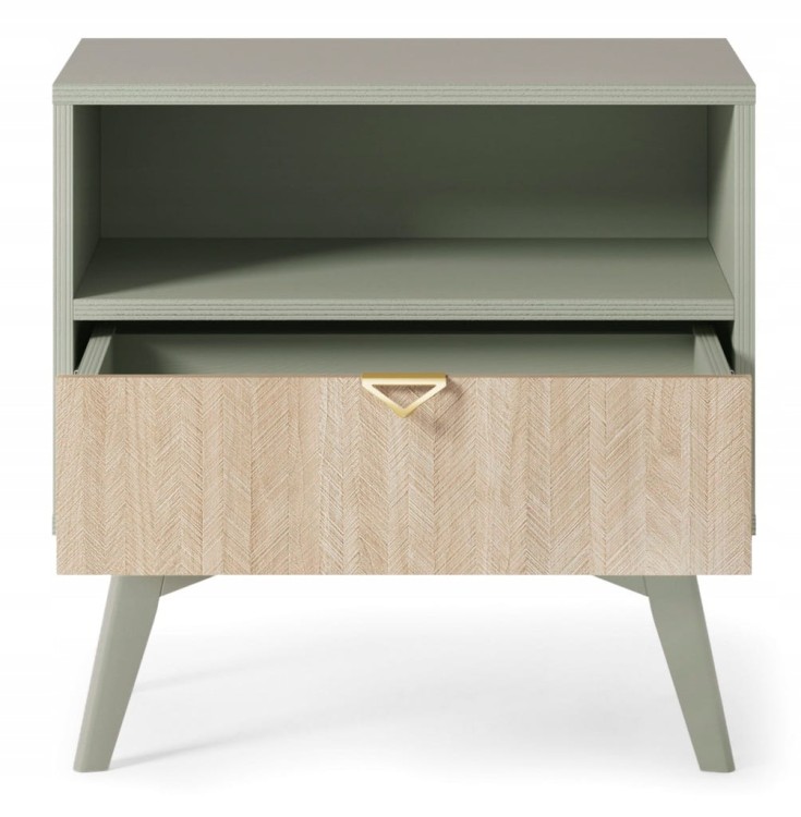 STOLIK NOCNY EUKALIPTUS JODEŁKA SCANDI 54x54x38 cm drewniane nóżki FORESA