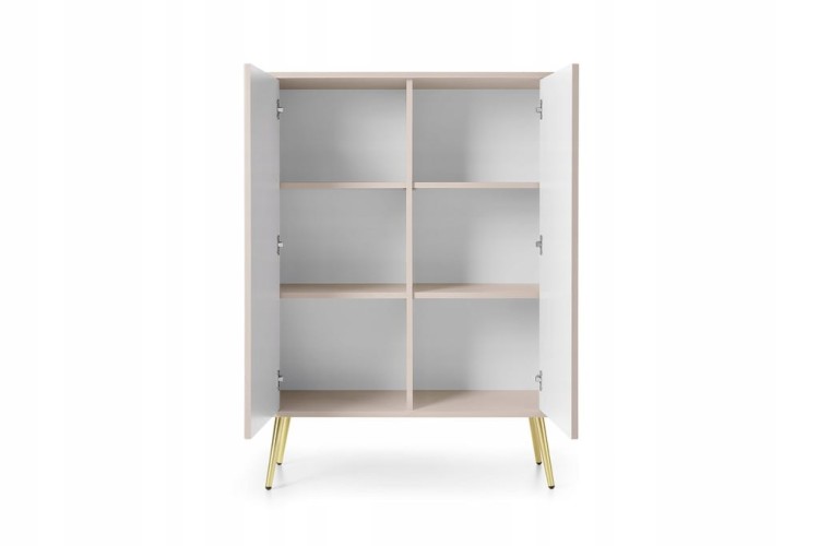 KOMODA WYSOKA KASZMIR CASHMERE NÓŻKI ZŁOTE / CZARNE 168x87x39cm ZOVE