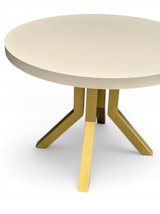 Stół okrągły rozkładany KASZMIR Ø100/200 cm NOGI METAL X SLIM ZŁOTE
