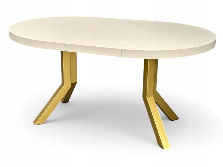 Stół duży okrągły rozkładany KASZMIR Ø110/310 cm NOGI ZŁOTE METAL X SLIM