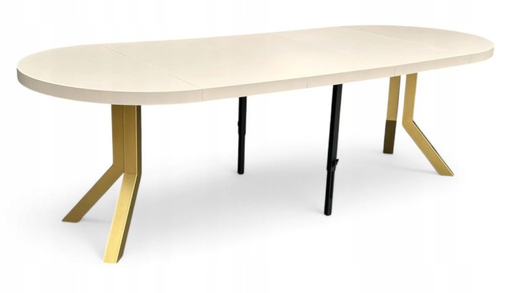Stół duży okrągły rozkładany KASZMIR Ø110/310 cm NOGI ZŁOTE METAL X SLIM