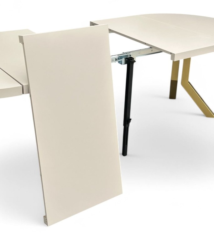 Stół duży okrągły rozkładany KASZMIR Ø110/310 cm NOGI ZŁOTE METAL X SLIM