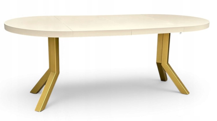 Stół duży okrągły rozkładany KASZMIR Ø110/310 cm NOGI ZŁOTE METAL X SLIM
