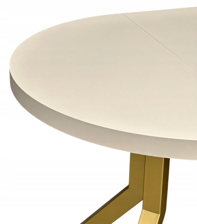 Stół duży okrągły rozkładany KASZMIR Ø110/310 cm NOGI ZŁOTE METAL X SLIM