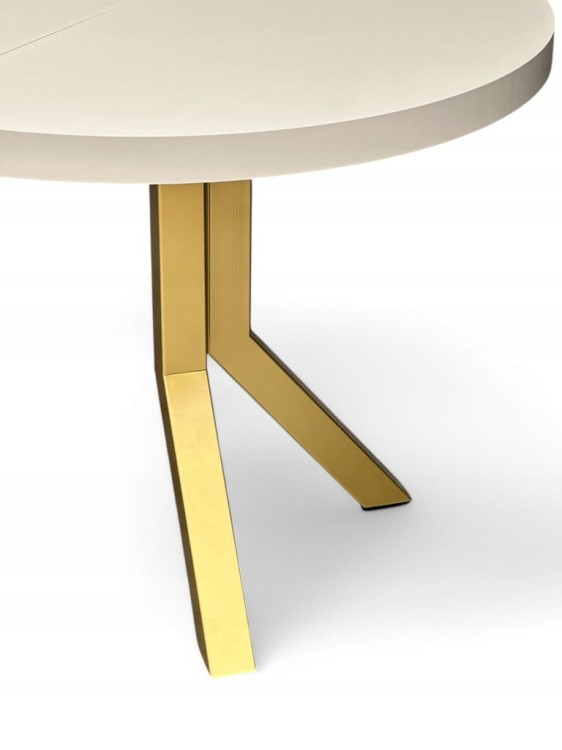 Stół duży okrągły rozkładany KASZMIR Ø110/310 cm NOGI ZŁOTE METAL X SLIM