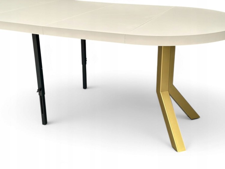 Stół duży okrągły rozkładany KASZMIR Ø110/310 cm NOGI ZŁOTE METAL X SLIM