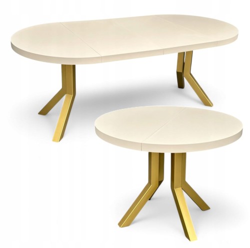 Stół okrągły rozkładany KASZMIR Ø110/210 cm NOGI METAL X SLIM ZŁOTE