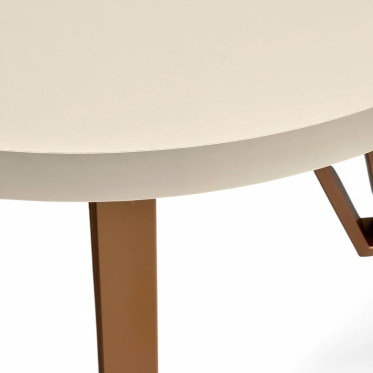 Stół okrągły Ø100 rozkładany do 300 cm KASZMIR BEŻ + Miedziane Nogi Metal