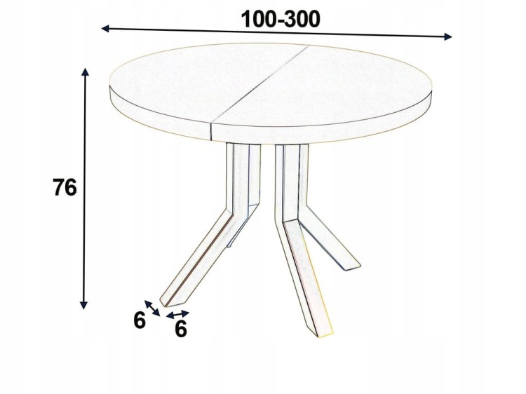 Stół okrągły rozkładany MARMUR BIAŁY Ø100/300 cm NOGI ZŁOTE METAL X SLIM