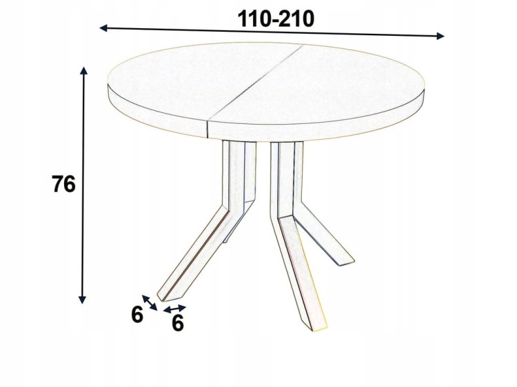 Stół okrągły rozkładany MARMUR BIAŁY Ø110/210 cm NOGI ZŁOTE METAL X SLIM