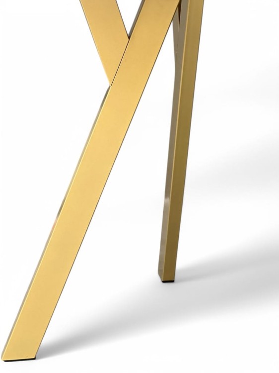 Stół okrągły rozkładany MARMUR + ZŁOTY Ø90/190 cm Metalowe Nogi + Wkładki