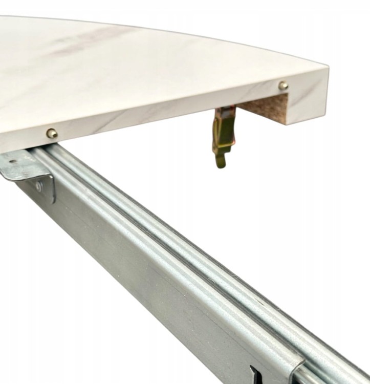 Stół okrągły rozkładany MARMUR BIAŁY Ø110/310 cm + ZŁOTE NOGI METALOWE