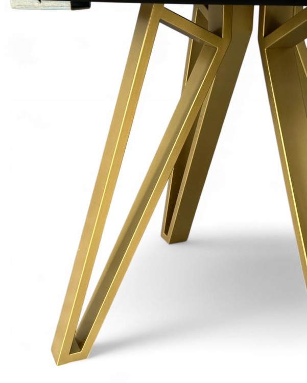 Stół okrągły rozkładany MARMUR BIAŁY Ø110/210 cm + ZŁOTE NOGI METALOWE