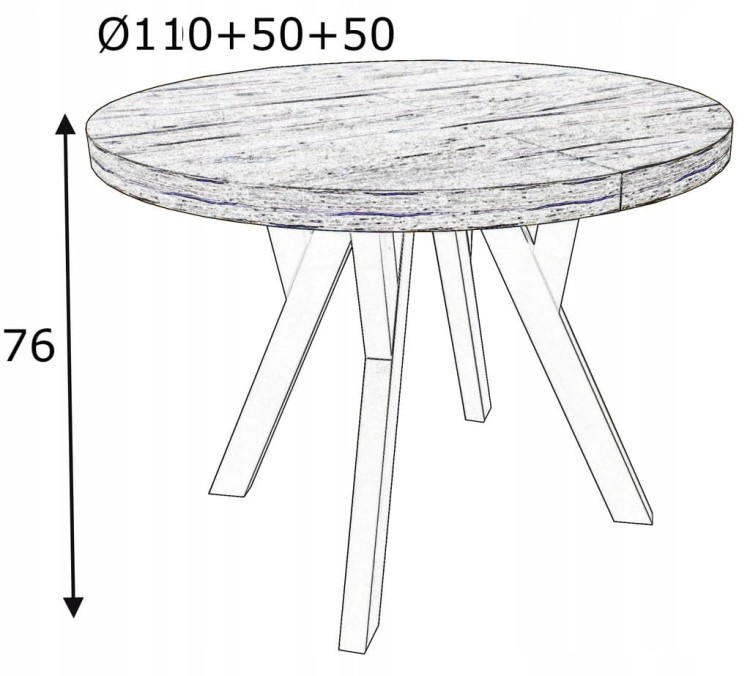 Stół okrągły BIAŁY PÓŁMAT Ø110 rozkładany do 210 cm + Złote Nogi Metalowe Y