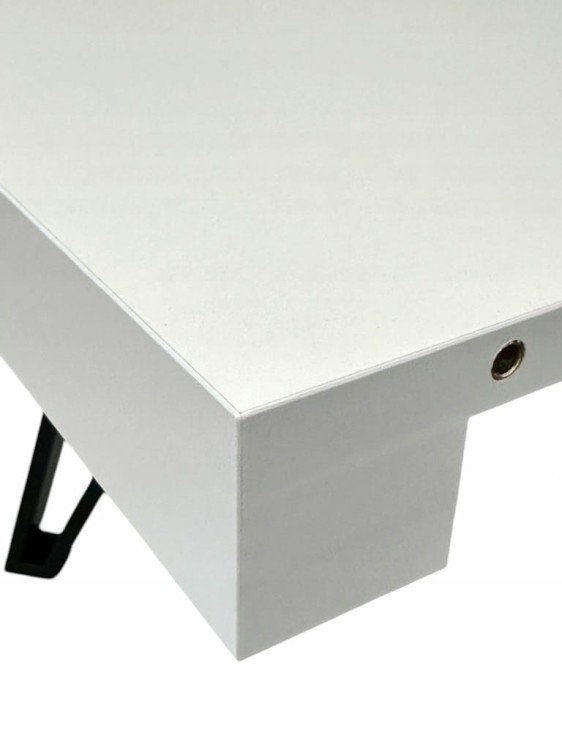 Stół okrągły rozkładany BIAŁY PÓŁMAT Ø110/210 cm + CZARNE NOGI METALOWE