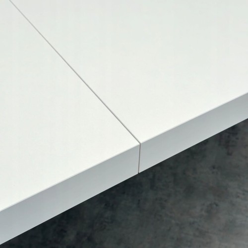 Stół okrągły rozkładany BIAŁY PÓŁMAT Ø90/190 cm + CZARNE NOGI METALOWE