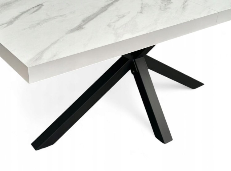 Stół Czarny Metalowy Pająk z blatem Biały Marmur 80x160 cm nierozkładany