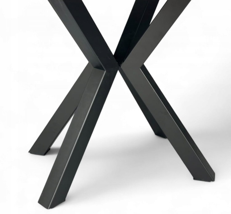 Stół BIAŁY okrągły Ø110 rozkładany do 310 cm + CZARNE NOGI X METALOWE