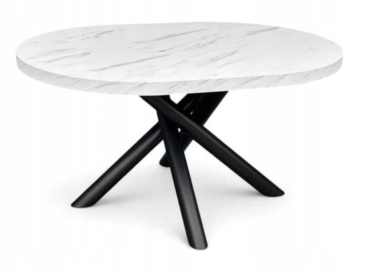 Stół Owalny 100x140 cm Imitacja Marmuru na metalowych designerskich nogach