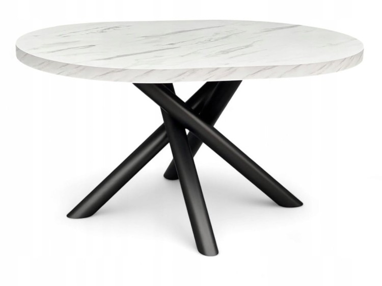 Stół Owalny 100x140 cm Imitacja Marmuru na metalowych designerskich nogach