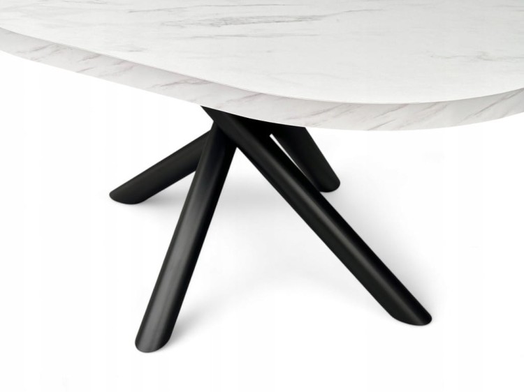 Stół Owalny 100x140 cm Imitacja Marmuru na metalowych designerskich nogach