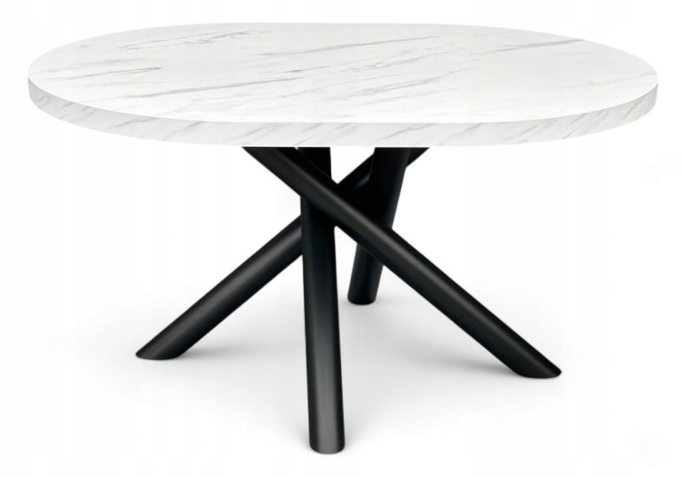 Stół Owalny 100x140 cm Imitacja Marmuru na metalowych designerskich nogach