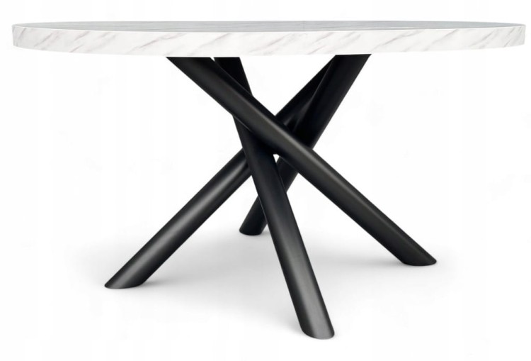 Stół Owalny 100x140 cm Imitacja Marmuru na metalowych designerskich nogach