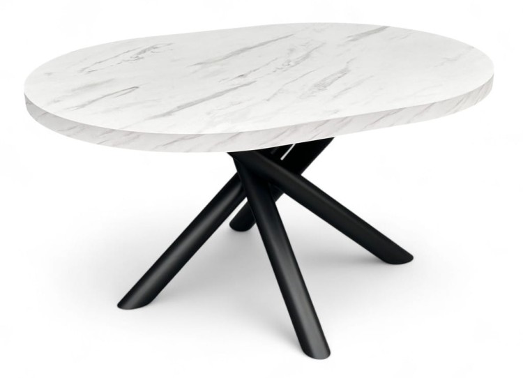 Stół Owalny 100x140 cm Imitacja Marmuru na metalowych designerskich nogach