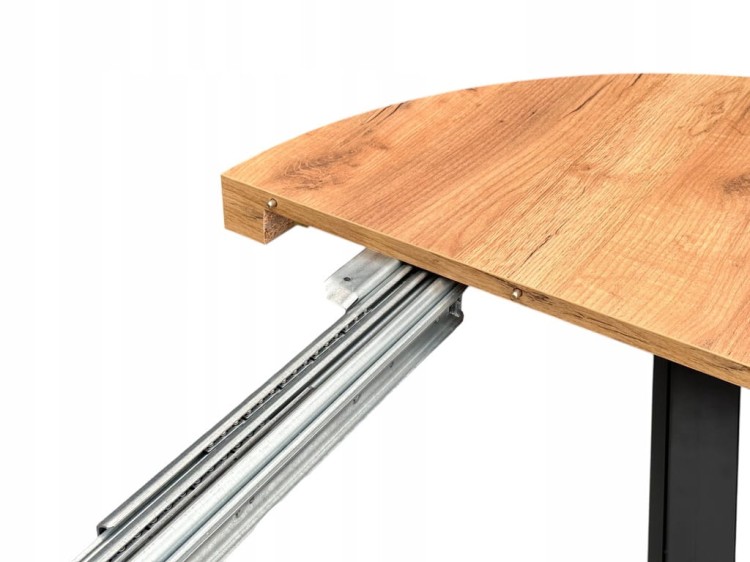 Stół okrągły Ø100 rozkładany do 200 cm Dąb Craft + Czarny Metal X