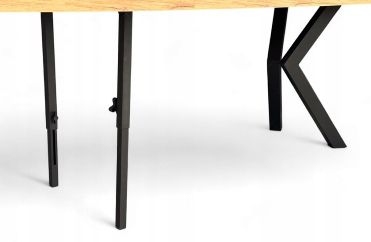 Stół okrągły Ø100 rozkładany do 300 cm Dąb Craft + Czarny Metal X