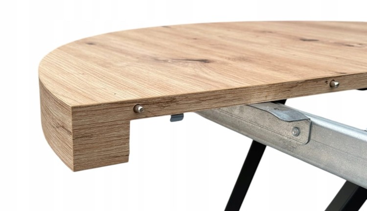 Stół okrągły Dąb Artisan Ø90 rozkładany do 190 cm Nogi Czarny Metal