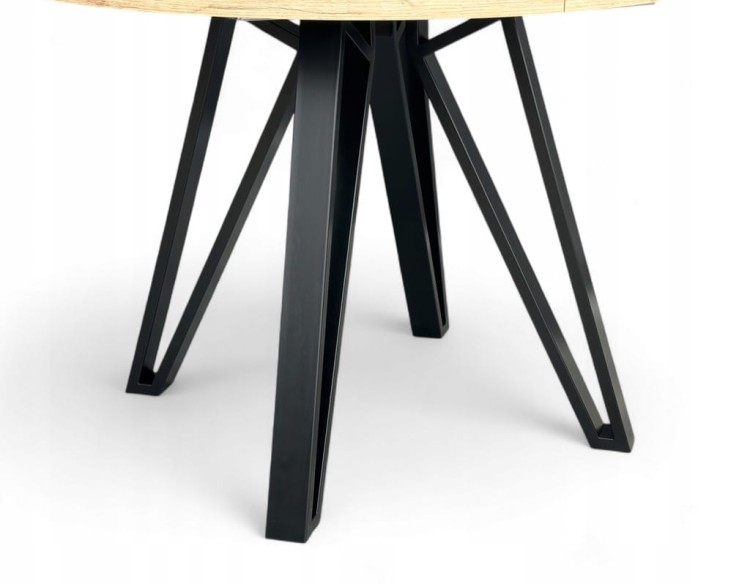 Stół okrągły Dąb Artisan + Czarny Metal Industrial Ø90 rozsuwany do 190 cm