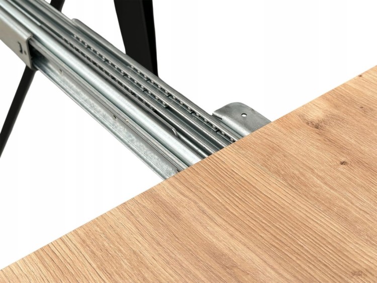 Stół okrągły Dąb Artisan Ø110 rozkładany do 210 cm Nogi Czarny Metal IND