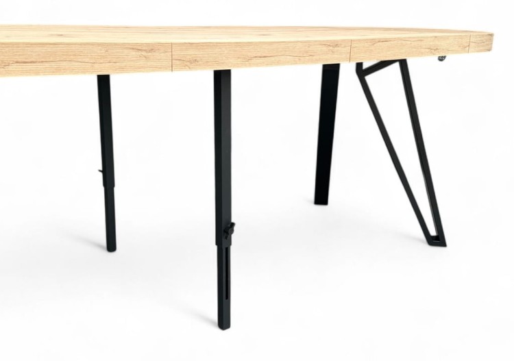 Stół okrągły Dąb Artisan Ø110 rozkładany do 310 cm Nogi Czarny Metal IND