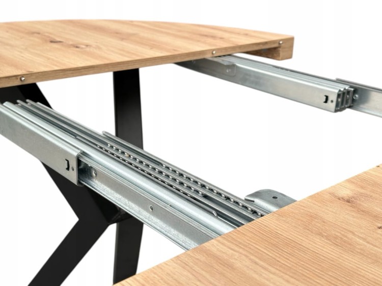 Stół duży okrągły Dąb Artisan Ø110 rozkładany do 310 cm Nogi Metal X Czarne